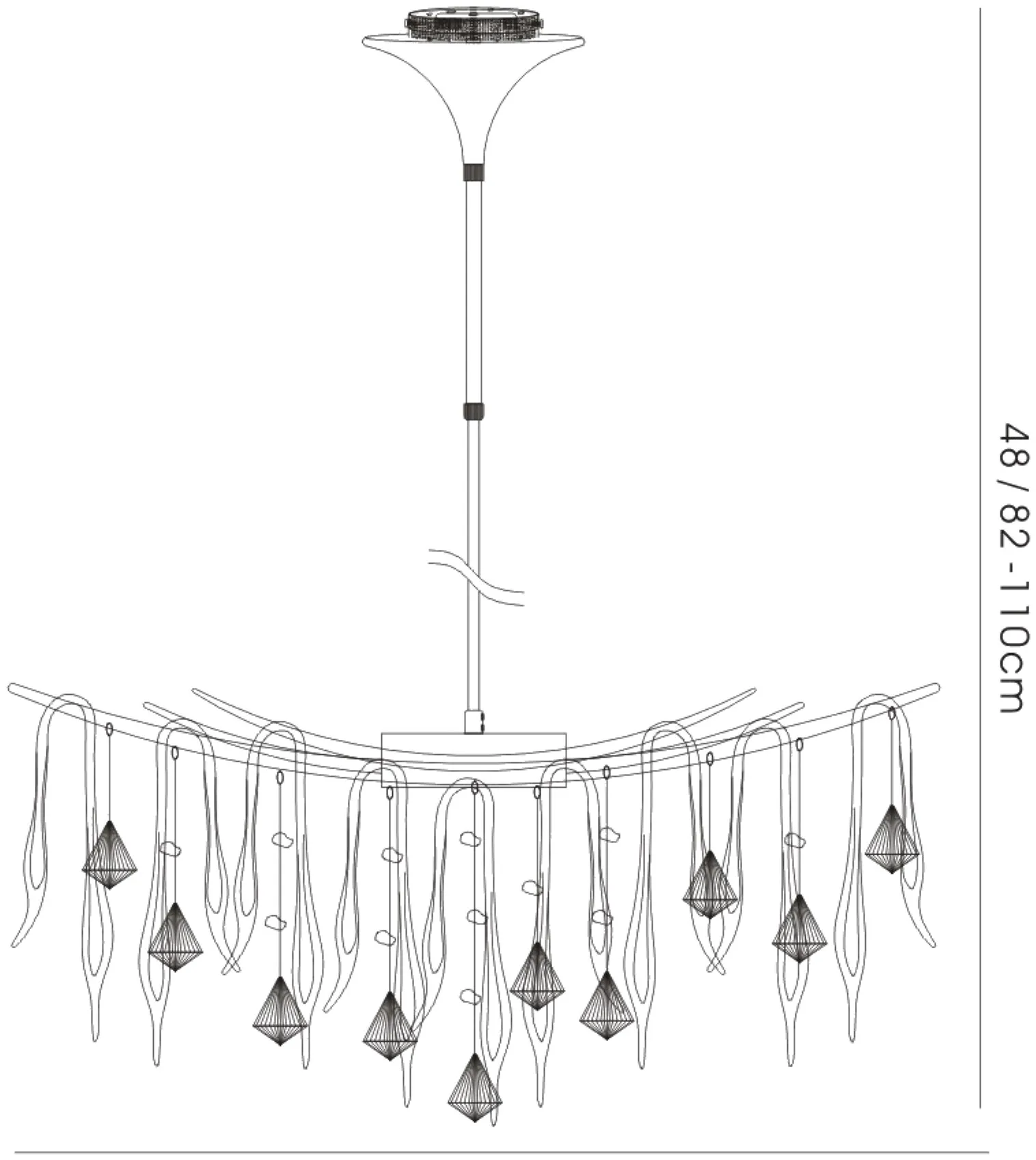Cygnet Crystal Ceiling Lights Diyas Multi Arm Crystal Fittings